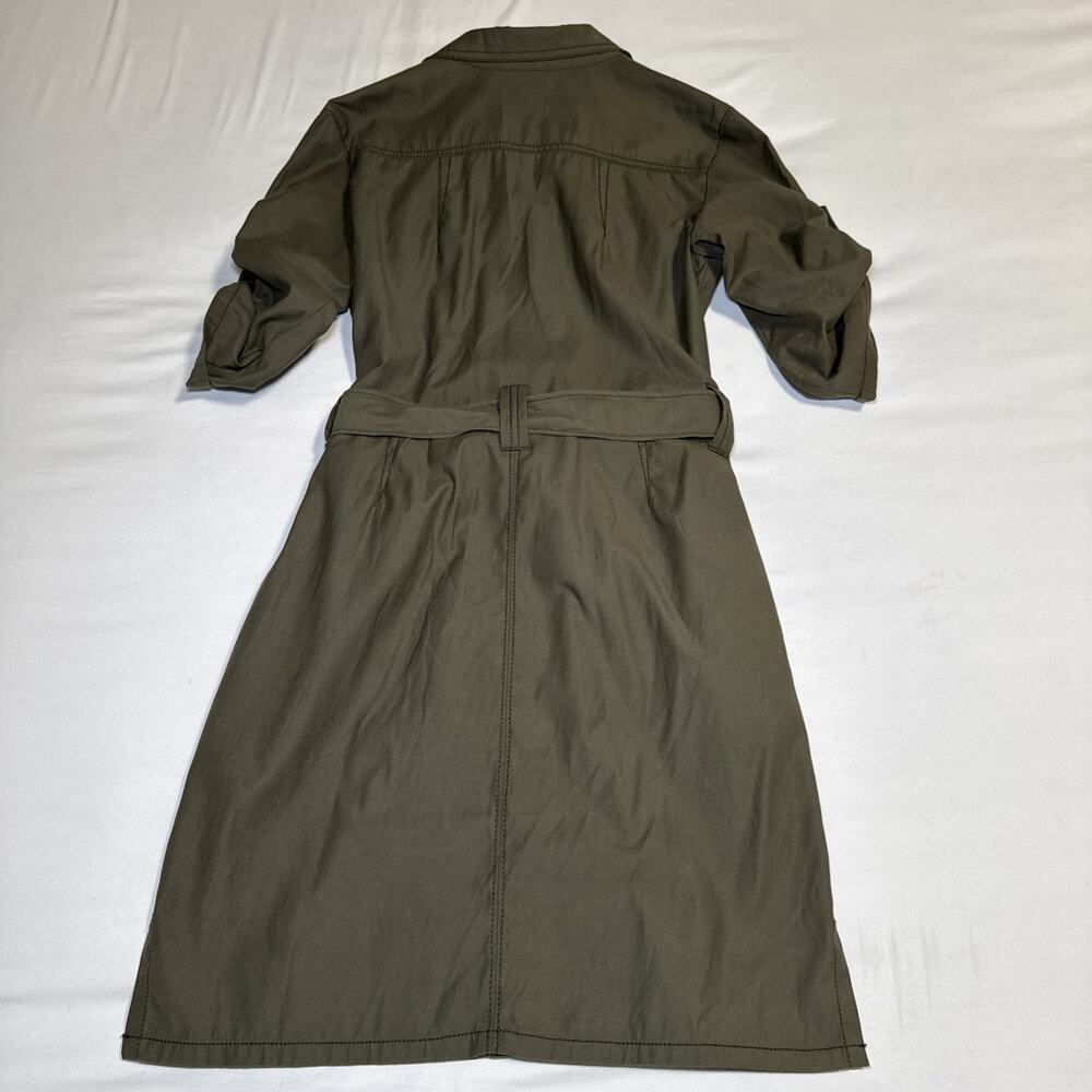 Royal Robbins Snap Front Shirt Dress Belted Olive Green 3/4 Sleeve Womens 4 EUC - Picture 12 of 13